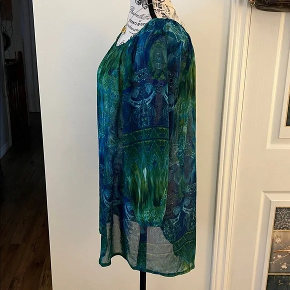 💗Ricki's Vibrant Blue and Green Blouse - Picture 3 of 14